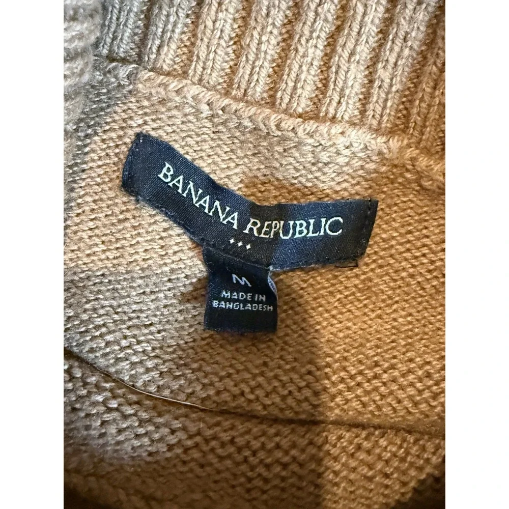 Banana Republic Mens M Knitwear Pullover Ski Turtleneck Sweater Dark Camel Brown